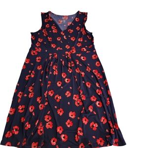 NWT Croft & Barrow dress, sleeveless,  navy w/ red poppy flowers Size XL